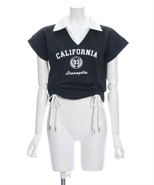 clear(クリア)の「フロントシャーリング配色襟カットソートップス(Tシャツ/カットソー・レディース・オフホワイト/ブラック/カーキ・F)」の19枚目の写真