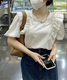 肩フリルバルーンスリーブTシャツ