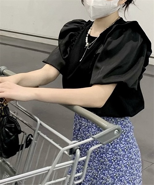 Dream garden（ドリームガーデン）の「肩フリルバルーンスリーブTシャツ（Tシャツ/カットソー・レディース・ホワイト/ブラック・XL/S/L/M）」の12枚目の写真