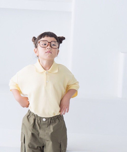 LOWRYS FARM(ローリーズファーム)の「BIGポロSS 120804(Tシャツ/カットソー・キッズ・グリーン/ネイビー/イエロー・110cm/120cm/130cm/140cm/150cm)」の1枚目の写真