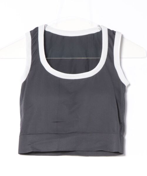 STYLEBLOCK(スタイルブロック)の「パイピングデザインUネックタンクトップ(タンクトップ・レディース・ブラック/ホワイト/グリーン/ブラウン系その他/オフホワイト/グレー・FREE)」の1枚目の写真