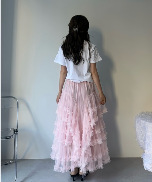 MAINLYTRULY（メインリィトゥルリィ）の「ティアード チュール スカート（スカート・レディース・ピンク・FREE）」の9枚目の写真