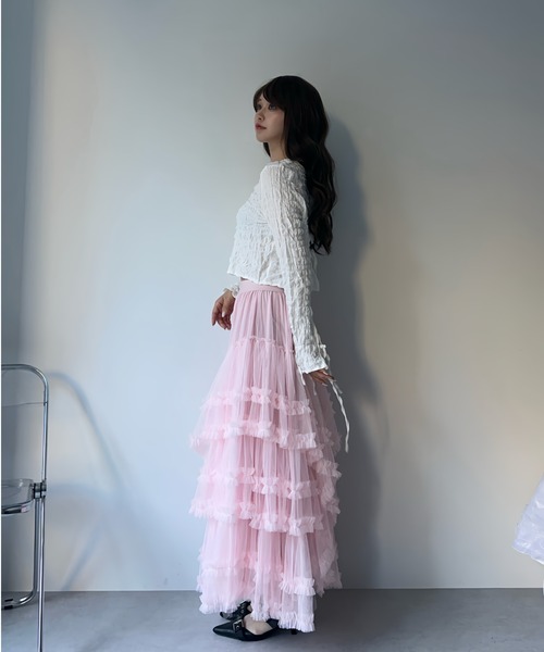 MAINLYTRULY（メインリィトゥルリィ）の「ティアード チュール スカート（スカート・レディース・ピンク・FREE）」の10枚目の写真