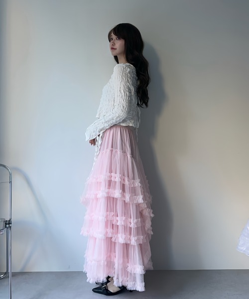 MAINLYTRULY（メインリィトゥルリィ）の「ティアード チュール スカート（スカート・レディース・ピンク・FREE）」の11枚目の写真
