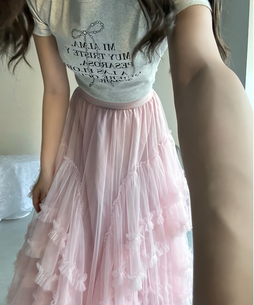 MAINLYTRULY（メインリィトゥルリィ）の「ティアード チュール スカート（スカート・レディース・ピンク・FREE）」の13枚目の写真