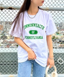 【WEB限定】カレッジロゴ プリントTシャツ アーチロゴ 半袖T 無地 オーバーサイズ