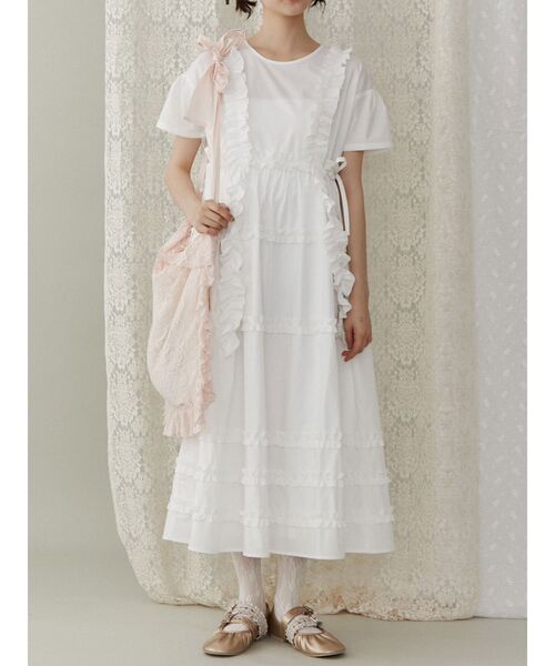 merry jenny(メリージェニー)の「フリルフリルドロストワンピース(ワンピース・レディース・ブルー/オフホワイト・FREE)」の1枚目の写真