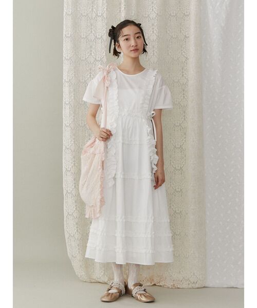 merry jenny(メリージェニー)の「フリルフリルドロストワンピース(ワンピース・レディース・ブルー/オフホワイト・FREE)」の3枚目の写真