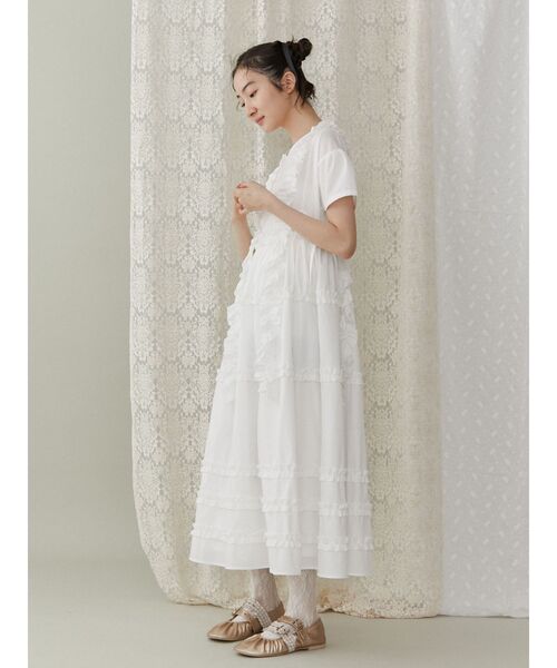 merry jenny(メリージェニー)の「フリルフリルドロストワンピース(ワンピース・レディース・ブルー/オフホワイト・FREE)」の8枚目の写真