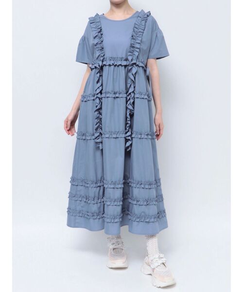 merry jenny(メリージェニー)の「フリルフリルドロストワンピース(ワンピース・レディース・ブルー/オフホワイト・FREE)」の15枚目の写真