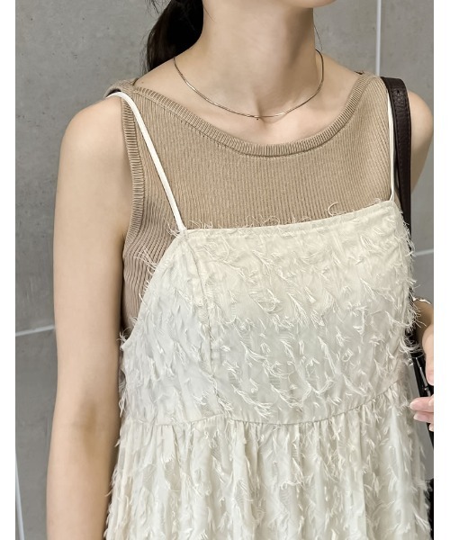 Re:EDIT（リエディ）の「[低身長サイズ有]シアーフリンジキャミソールワンピース（ワンピース・レディース・アイボリー/ブラック・LARGE/MEDIUM/SHORT）」の22枚目の写真