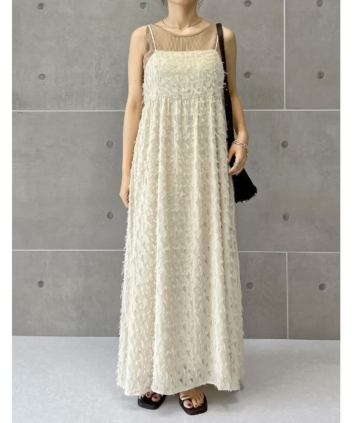 Re:EDIT（リエディ）の「[低身長サイズ有]シアーフリンジキャミソールワンピース（ワンピース・レディース・アイボリー/ブラック・LARGE/MEDIUM/SHORT）」の17枚目の写真