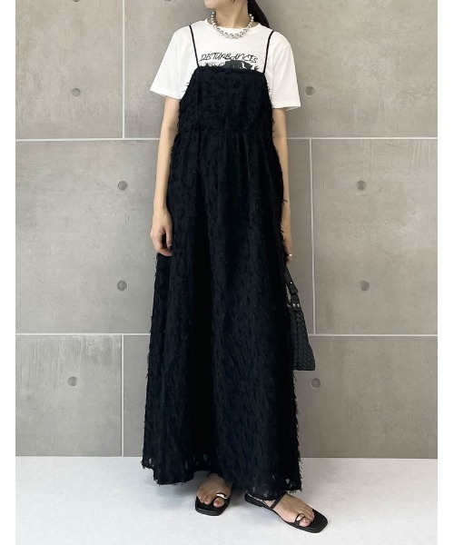 Re:EDIT（リエディ）の「[低身長サイズ有]シアーフリンジキャミソールワンピース（ワンピース・レディース・アイボリー/ブラック・LARGE/MEDIUM/SHORT）」の5枚目の写真