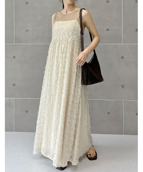 Re:EDIT（リエディ）の「[低身長サイズ有]シアーフリンジキャミソールワンピース（ワンピース・レディース・アイボリー/ブラック・LARGE/MEDIUM/SHORT）」の8枚目の写真