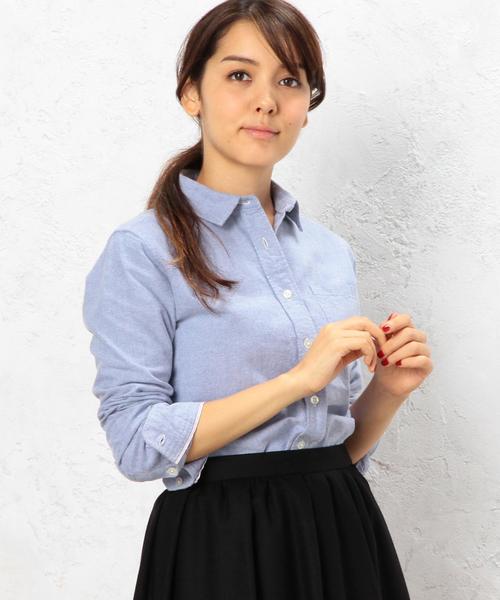 green label relaxing（グリーンレーベルリラクシング）の「CB S/N キモウOX REG シャツ◆（シャツ/ブラウス・レディース・ホワイト/コバルトブルー・38/40）」の2枚目の写真