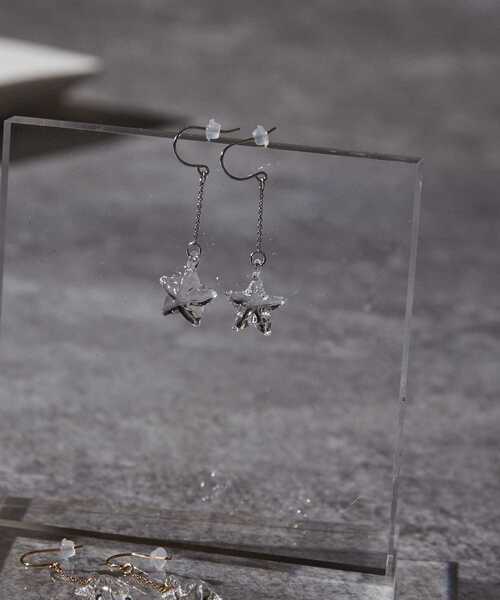 HARIO Lampwork Factory（ハリオランプワークファクトリー）の「【 CONVERSE TOKYO × HARIO Lampwork Factory】GLASS★PIERCE（ピアス（両耳用）・レディース・シルバー/ゴールド・FREE）」の2枚目の写真