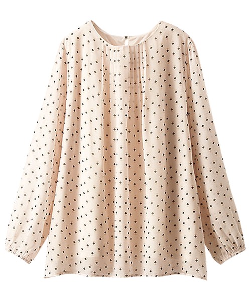 BELLUNA PLUS(ベルーナ)の「シフォン重ねタック使い小紋柄ブラウス(シャツ/ブラウス・レディース・アイボリー系/テラコッタ/ネイビー系・X-LARGE/LARGE/MEDIUM)」の16枚目の写真
