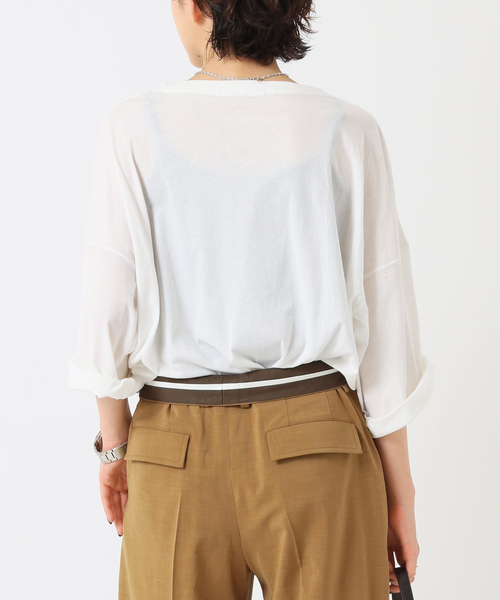 Johnbull(ジョンブル)の「【JOHNBULL/ジョンブル】 シアーオーバーTシャツ(Tシャツ/カットソー・レディース・ホワイト/ブラック・FREE)」の18枚目の写真