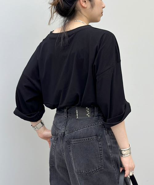 Johnbull(ジョンブル)の「【JOHNBULL/ジョンブル】 シアーオーバーTシャツ(Tシャツ/カットソー・レディース・ホワイト/ブラック・FREE)」の22枚目の写真