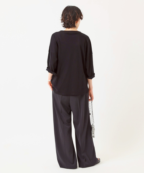 Johnbull(ジョンブル)の「【JOHNBULL/ジョンブル】 シアーオーバーTシャツ(Tシャツ/カットソー・レディース・ホワイト/ブラック・FREE)」の3枚目の写真