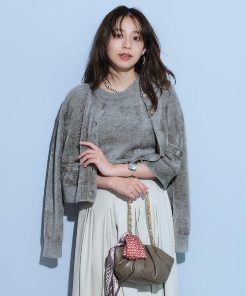 未使用品 ジャスグリッティー JUSGLITTY 24AW ラメプルオーバーニット カットソー 長袖 2 ライトベージュ /DO ■OS レディース JUSGLITTY（ジャスグリッティー）の「ラメシンプルプルオーバー