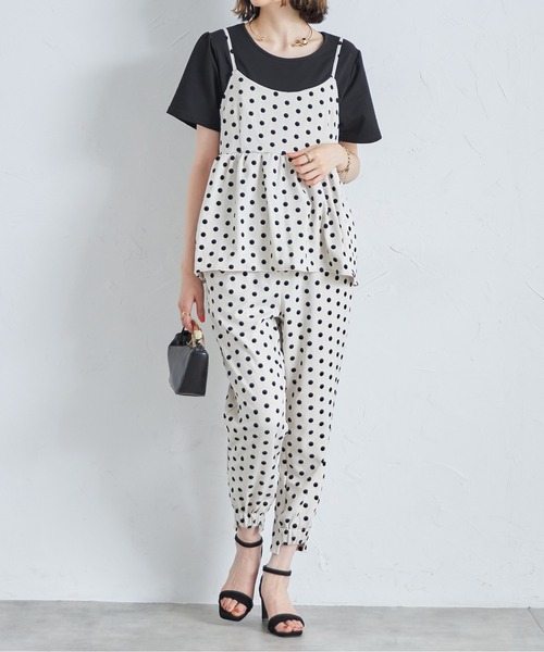 each（イーチ）の「【アンサンブルセット】フロッキードットキャミビスチェ＋半袖Tシャツ（アンサンブル・レディース・グレー/アイボリー/ブラック・FREE）」の17枚目の写真