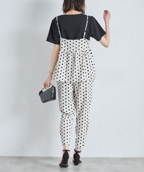 each（イーチ）の「【アンサンブルセット】フロッキードットキャミビスチェ＋半袖Tシャツ（アンサンブル・レディース・グレー/アイボリー/ブラック・FREE）」の16枚目の写真