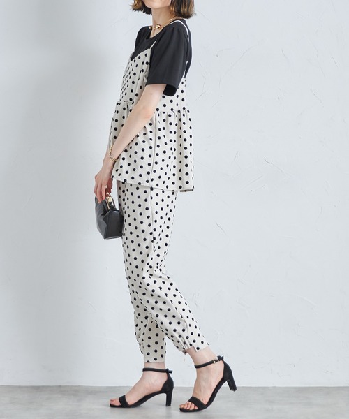 each（イーチ）の「【アンサンブルセット】フロッキードットキャミビスチェ＋半袖Tシャツ（アンサンブル・レディース・グレー/アイボリー/ブラック・FREE）」の15枚目の写真