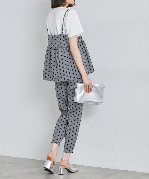 each（イーチ）の「【アンサンブルセット】フロッキードットキャミビスチェ＋半袖Tシャツ（アンサンブル・レディース・グレー/アイボリー/ブラック・FREE）」の9枚目の写真