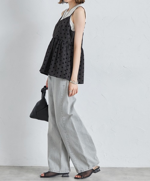 each（イーチ）の「【アンサンブルセット】フロッキードットキャミビスチェ＋半袖Tシャツ（アンサンブル・レディース・グレー/アイボリー/ブラック・FREE）」の22枚目の写真