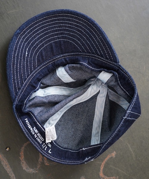 MILITARY(ミリタリー)の「【Military Reproduts ミリタリーリプロダクツ】デニムキャップ(キャップ・メンズ・インディゴブルー・FREE/7 1/2/7 1/4/MEDIUM/LARGE)」の4枚目の写真