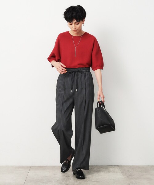 OPAQUE.CLIP（オペークドットクリップ）の「◆ピンストライプイージーワイドパンツ【洗濯機洗い可】（その他パンツ・レディース・ブラック/ネイビー系2/グレー系その他3・36/38/40/42）」の9枚目の写真