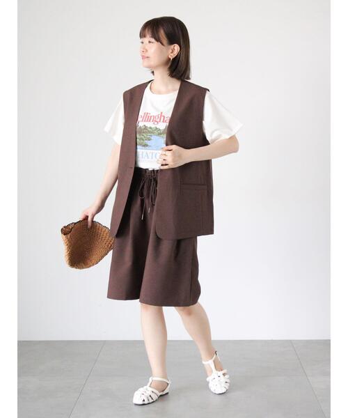 Lugnoncure（ルノンキュール）の「【セットアップ可】麻調ミドル丈ベスト（ベスト・レディース・ブラウン/ブラック・F）」の8枚目の写真