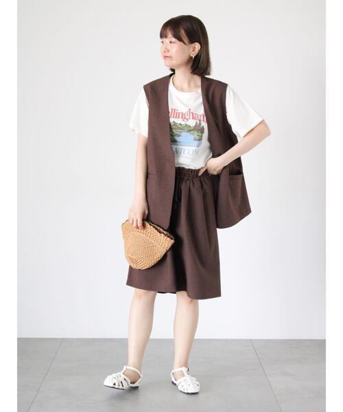 Lugnoncure（ルノンキュール）の「【セットアップ可】麻調ミドル丈ベスト（ベスト・レディース・ブラウン/ブラック・F）」の7枚目の写真