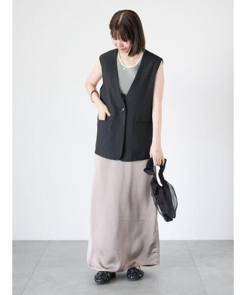 Lugnoncure（ルノンキュール）の「【セットアップ可】麻調ミドル丈ベスト（ベスト・レディース・ブラウン/ブラック・F）」の5枚目の写真