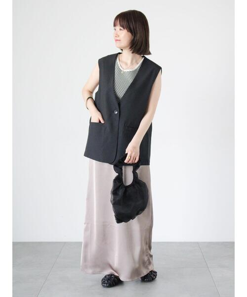 Lugnoncure（ルノンキュール）の「【セットアップ可】麻調ミドル丈ベスト（ベスト・レディース・ブラウン/ブラック・F）」の4枚目の写真
