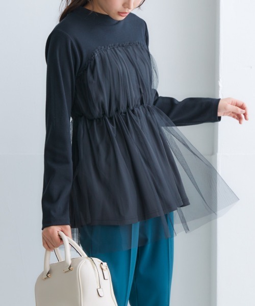 nissen（ニッセン）の「チュールキャミソールドッキングプルオーバー（Tシャツ/カットソー・レディース・ブラック×グレー/ブラック×ブラック/ホワイト×グレー・LL/L/M/S）」の20枚目の写真