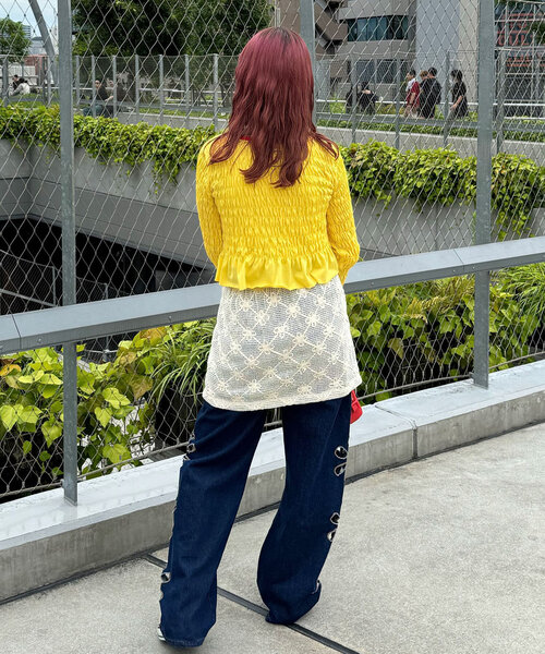 HELLO.SANFRANCISCO（ハローサンフランシスコ）の「【HELLO.SANFRANCISCO/ハローサンフランシスコ】コラボASSシャーリングリンガーTEE（Tシャツ/カットソー・レディース・グレー/イエロー・ONE SIZE）」の14枚目の写真