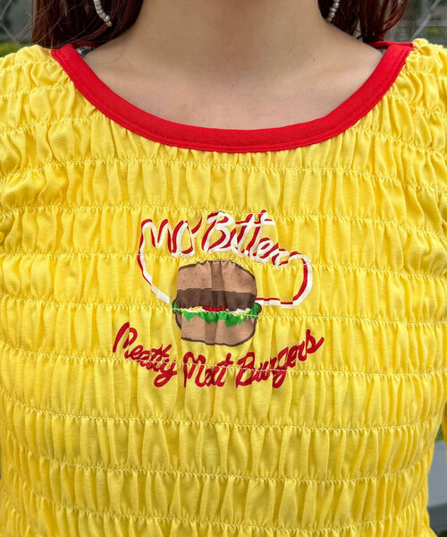 HELLO.SANFRANCISCO（ハローサンフランシスコ）の「【HELLO.SANFRANCISCO/ハローサンフランシスコ】コラボASSシャーリングリンガーTEE（Tシャツ/カットソー・レディース・グレー/イエロー・ONE SIZE）」の18枚目の写真