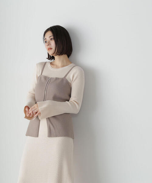 NATURAL BEAUTY BASIC(ナチュラルビューティーベーシック)の「◇ジップビスチェ&ナローニットワンピース(ワンピース・レディース・ホワイト系その他/ブラック系その他/グレー系その他・MEDIUM)」の2枚目の写真