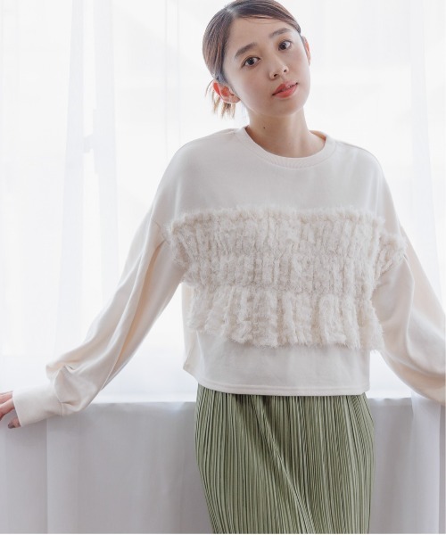 mysty woman(ミスティウーマン)の「ビスチェドッキングウラケ 150085(スウェット・レディース・チャコールグレー/アイボリー/ブラック・FREE)」の2枚目の写真