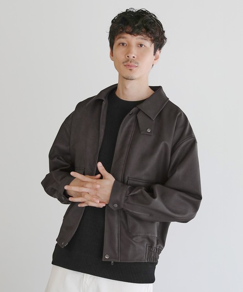セール】Buyer's Select/ヴィンテージ加工PU合皮A-2ショートブルゾン