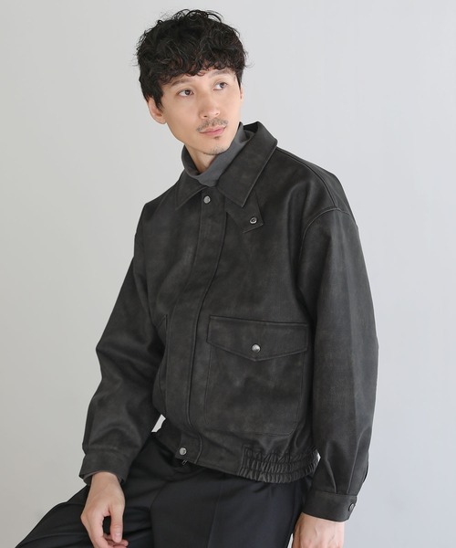 セール】Buyer's Select/ヴィンテージ加工PU合皮A-2ショートブルゾン