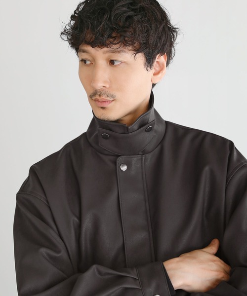 LIL VENDARS（リルヴェンダース）の「Buyer's Select/ヴィンテージ加工PU合皮A-2ショートブルゾン（ブルゾン・メンズ・ブラック/ブラック系/ブラウン・L/M/S/XL）」の20枚目の写真