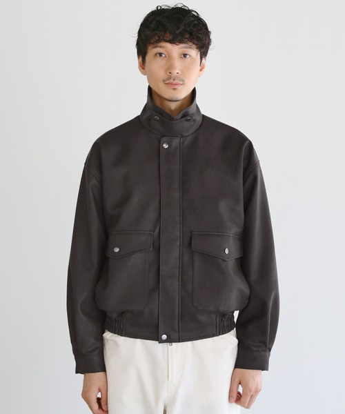 セール】Buyer's Select/ヴィンテージ加工PU合皮A-2ショートブルゾン