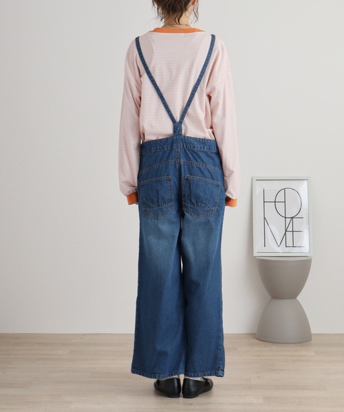 デニムサロペットワイドパンツ（サロペット/オーバーオール