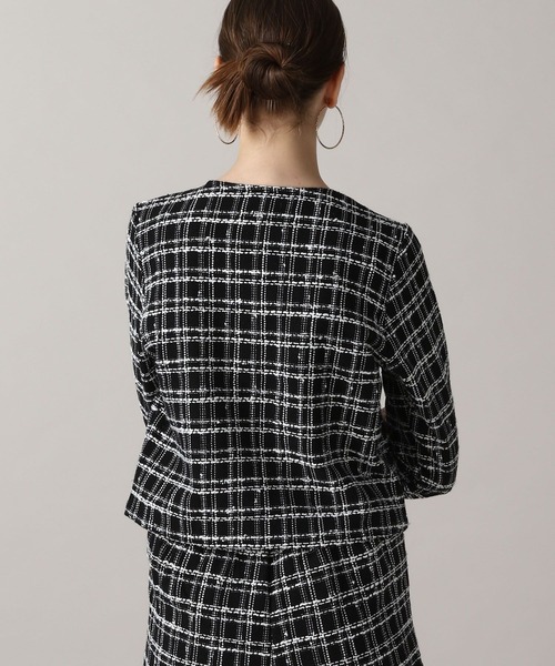 FOREVER 21（フォーエバー トゥエンティーワン）の「【2024FW】ツイードノーカラージャケット（ノーカラージャケット・レディース・ブラック/オフホワイト・FREE）」の7枚目の写真