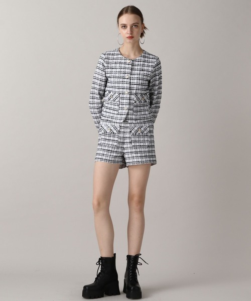 FOREVER 21（フォーエバー トゥエンティーワン）の「【2024FW】ツイードノーカラージャケット（ノーカラージャケット・レディース・ブラック/オフホワイト・FREE）」の8枚目の写真