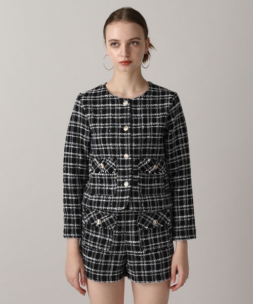 FOREVER 21（フォーエバー トゥエンティーワン）の「【2024FW】ツイードノーカラージャケット（ノーカラージャケット・レディース・ブラック/オフホワイト・FREE）」の12枚目の写真