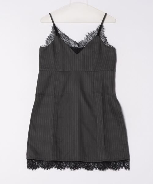 STYLEBLOCK（スタイルブロック）の「ピンストライプレースキャミソール（シャツ/ブラウス・レディース・ブラック/グレー/チャコールグレー・M）」の5枚目の写真